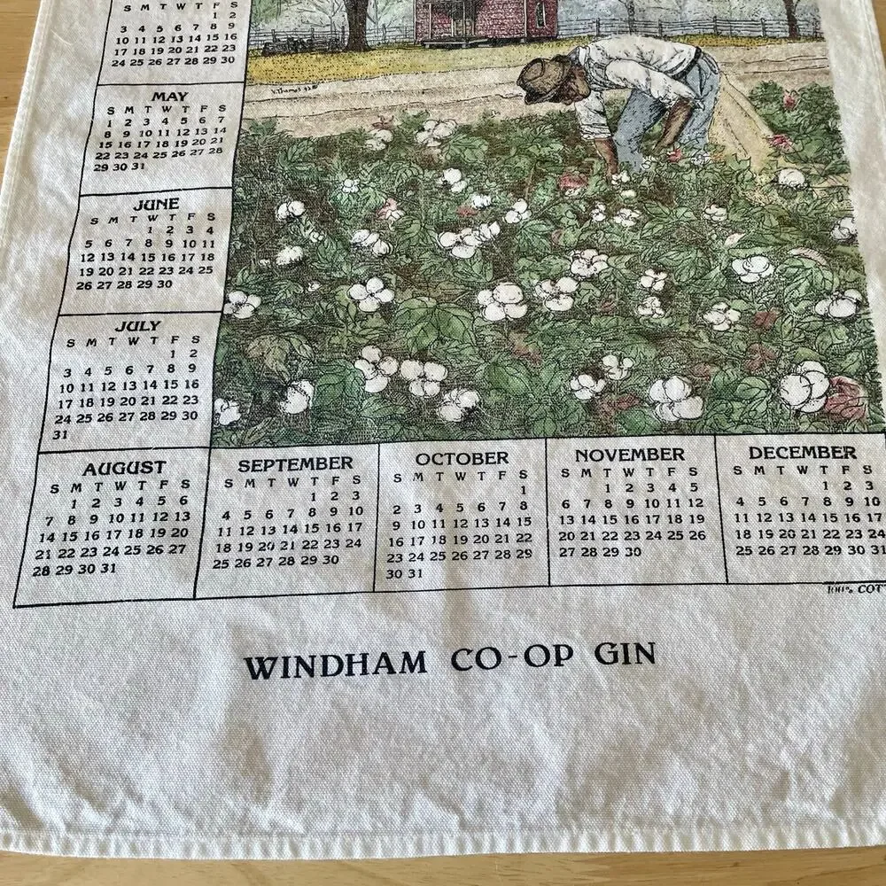 Vintage 1993 1994 1999 Tea Towel Calenders Cotton Field Farm House Nostalgia EUC